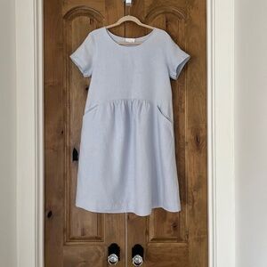 The White Company Linen T-Shirt Dress in Pale Blue US 6